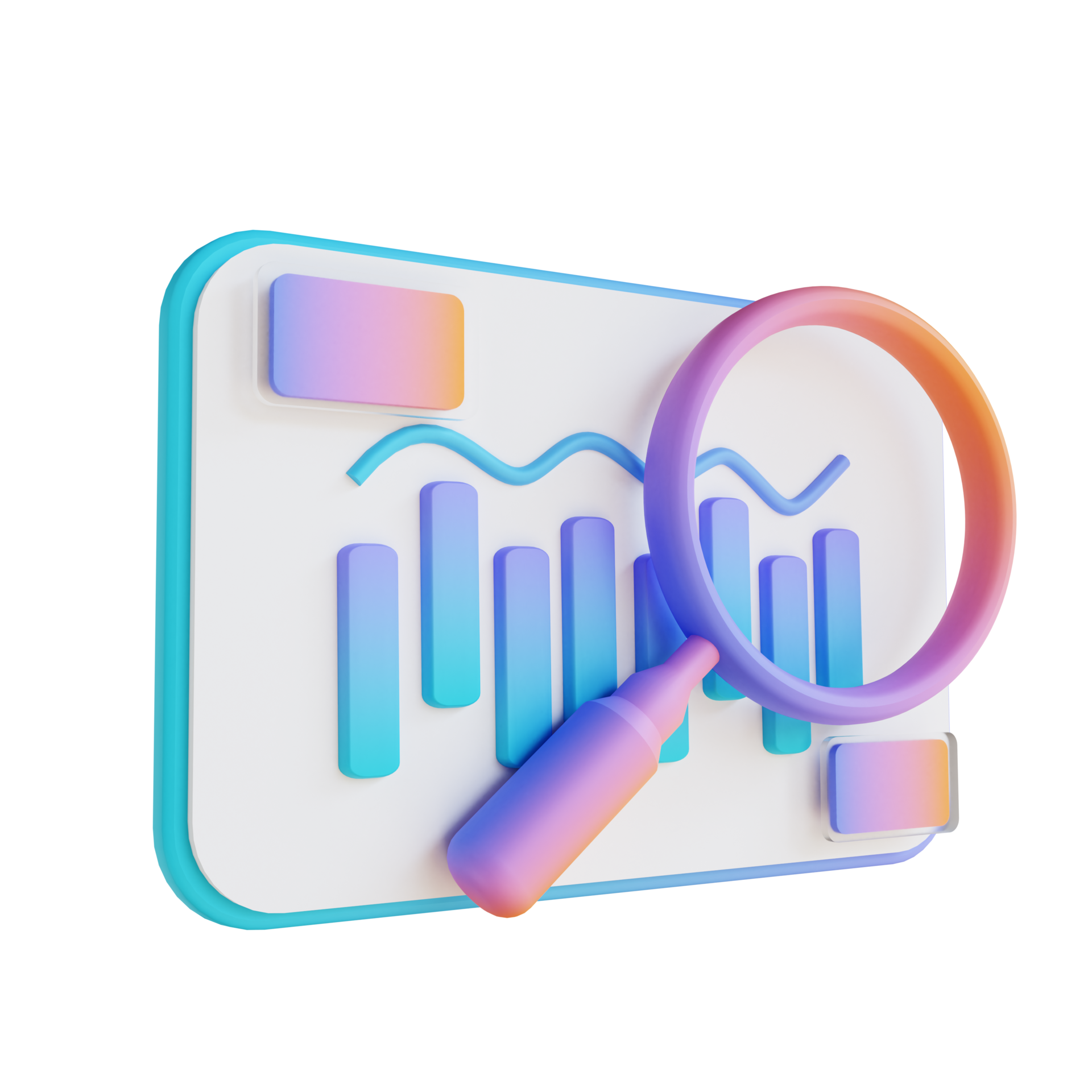 3d illustration search data analysis png