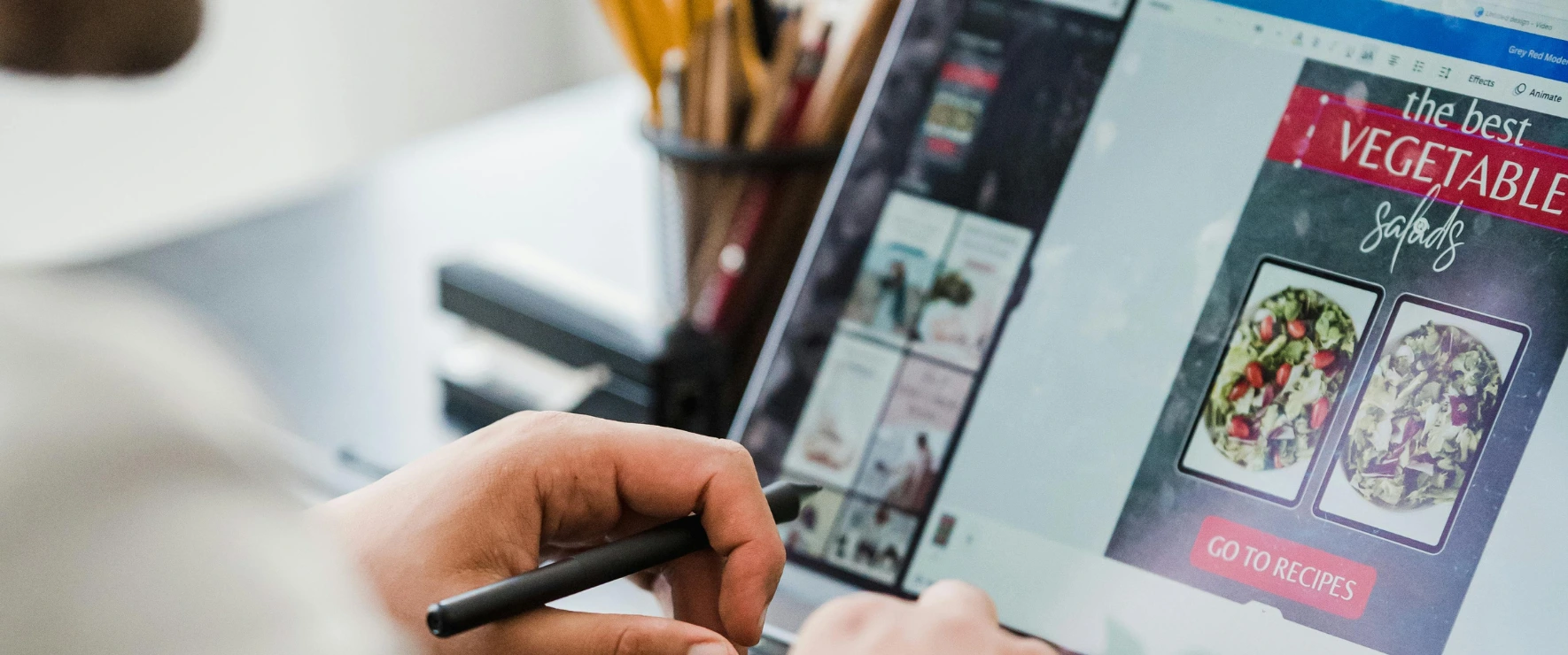 Professional web designer working on a responsive website layout for a local business in Visakhapatnam.