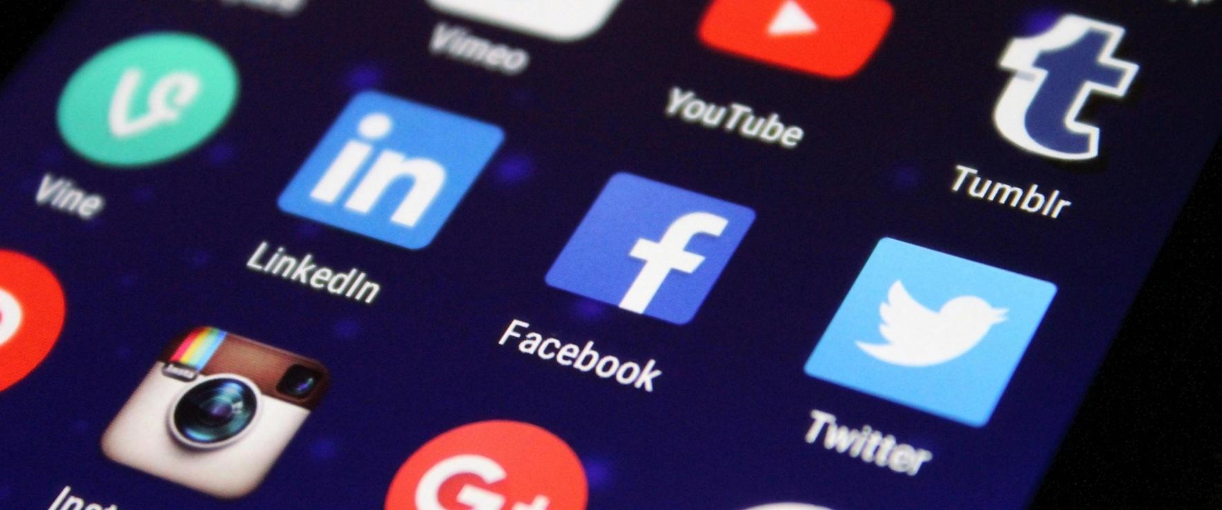 A collage of popular social media apps representing digital marketing services offered by a local marketing agency near me.