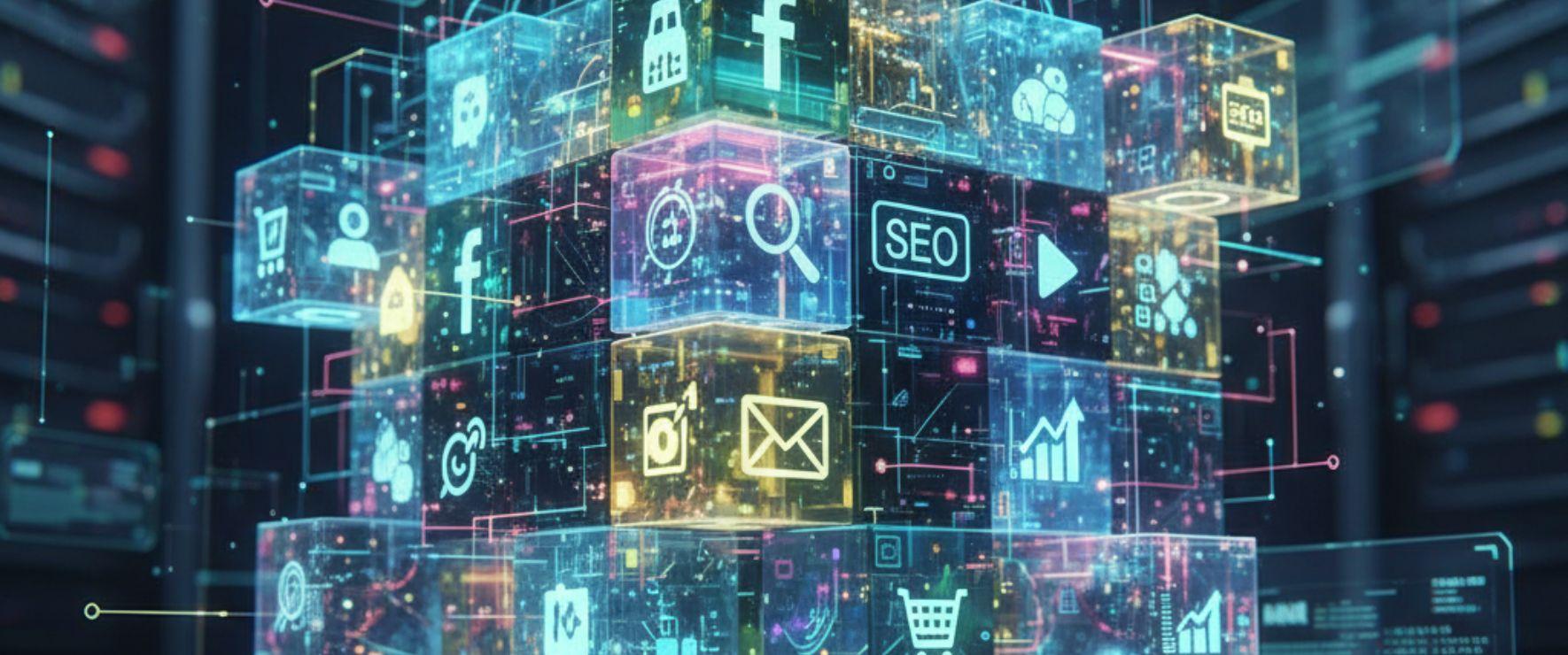 Digital marketing experts analyzing SEO and social media strategy