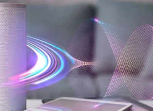 Voice search optimization concept showing voice assistant and SEO strategy